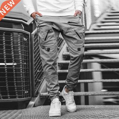 Men Multi-Pocket Joggers Cargo Sweatpants Ankle Tied Sportsw