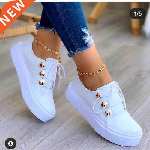 White Shoes Women 2022 Fashion Round Toe Platform Shoes Size