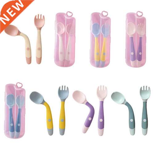 Baby Children Spoon Fork Set Soft Bendable Silicone Scoop Fo