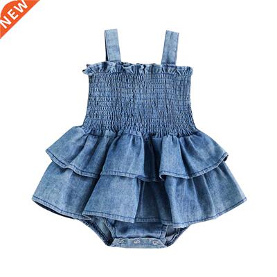 Baby Girl Romper Sleeveless Suspender Pleated Design Ruffle