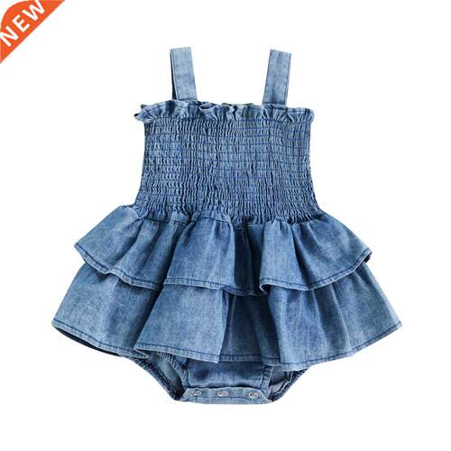 Baby Girl Romper Sleeveless Suspender Pleated Design Ruffle