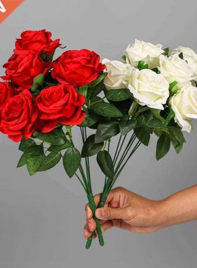 ose Flowe Bouquet Atificial White ed Flowes Wedding Dec