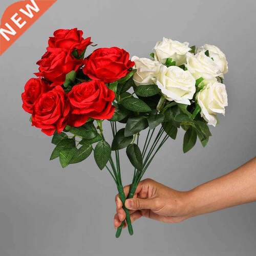 ose Flowe Bouquet Atificial White ed Flowes Wedding Dec