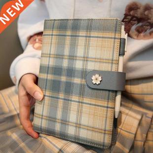 B6 Cloth Plaid Japanese Girl Notebook Magnetic Buckle Studen