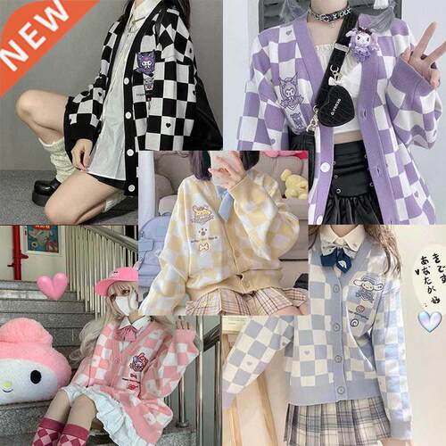 Sanrioed V Neck Kawaii Sweater Women Winter Pull Femme Anime