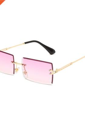 Fashion Square Rimless Sunglasses New Women Small Sun glasse