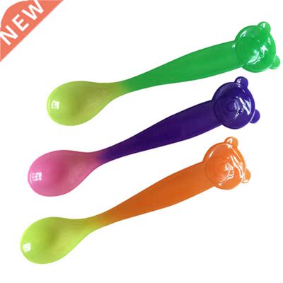 3 Colors Temperature Sensing Spoon for Kids Boys Girls Silic