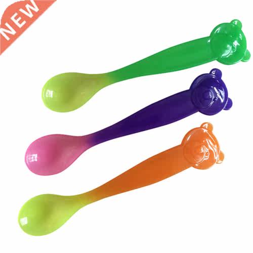 3 Colors Temperature Sensing Spoon for Kids Boys Girls Silic