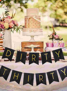 Birthday Flag Party Decorations Dirty Thirty Letter Gold