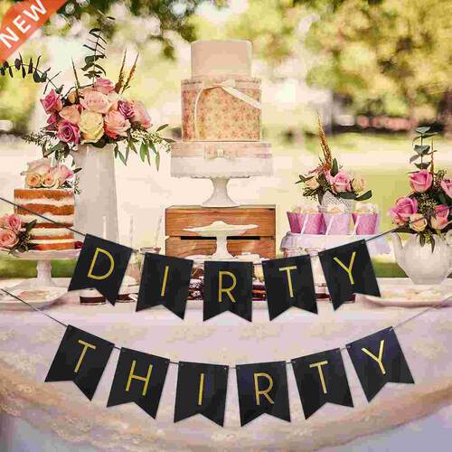 Birthday Flag Party Decorations Dirty Thirty Letter Gold