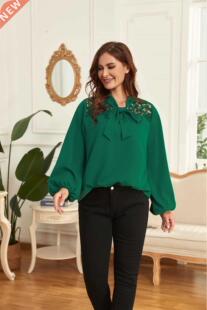 XL-4XL plus size women's green blouse大码女士绿色衬衫上衣