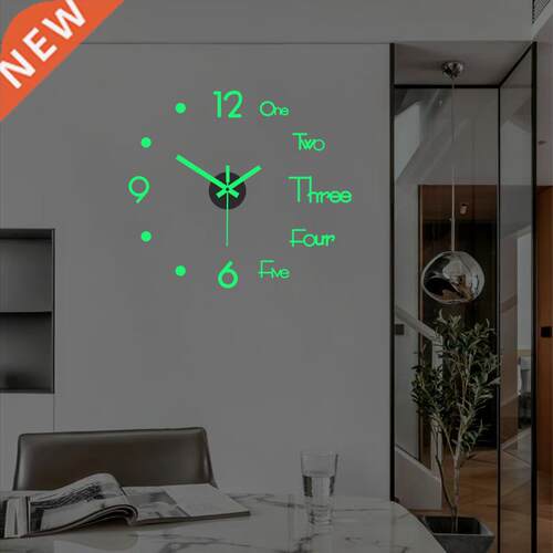 3D Wll Clock Luminous Frmeless Wll Clocks DIY Digitl Clo