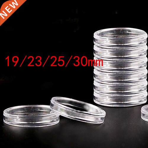 10 Pcs/set 19/2/25/0mm Plastic Clear Round Coin Storage Ph