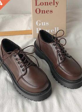 Black Brown Vintage Flats Shoes Women 2022 Spring Summer Fas