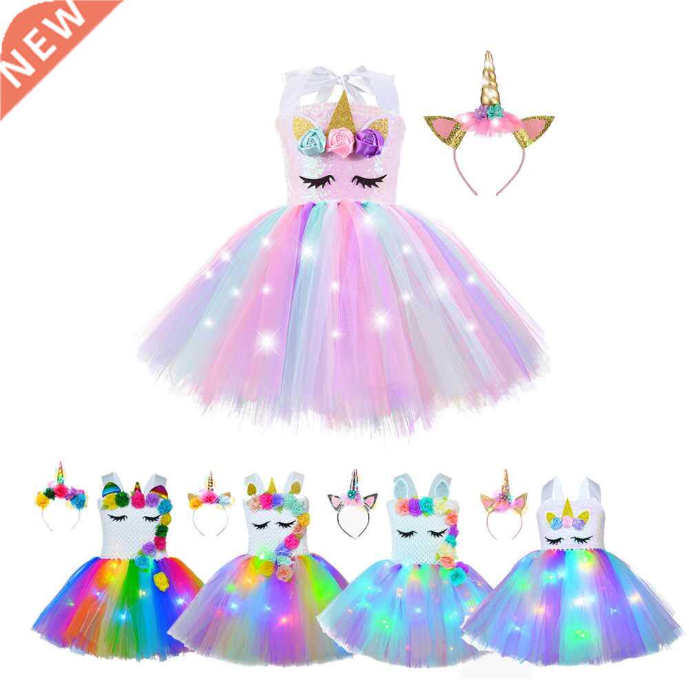 Girl Unicorn Dresses for Girls Tutu Princess Party Dresses w图片