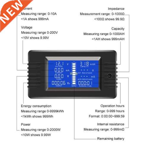 DC Multimeter 0-200V 0-10A Battery Tester Voltmeter Ammeter