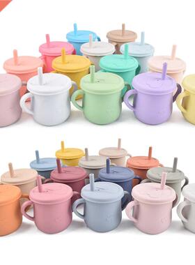 Bby Trining Cup Food Grde Silicone Sippy Cups Lekproof D