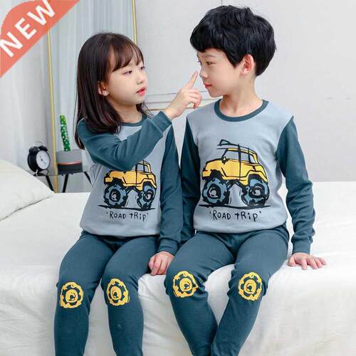 2022 Autumn New Kids Pajamas Set Baby Girls Boys Cartoon Lon