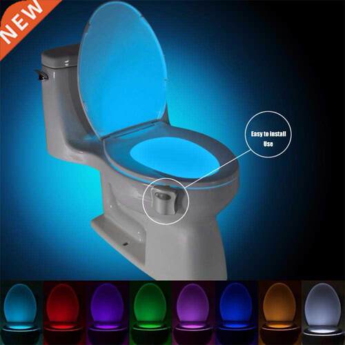 Smart PIR Motion Sensor Toilet Seat Night Light 8 Colors Wat