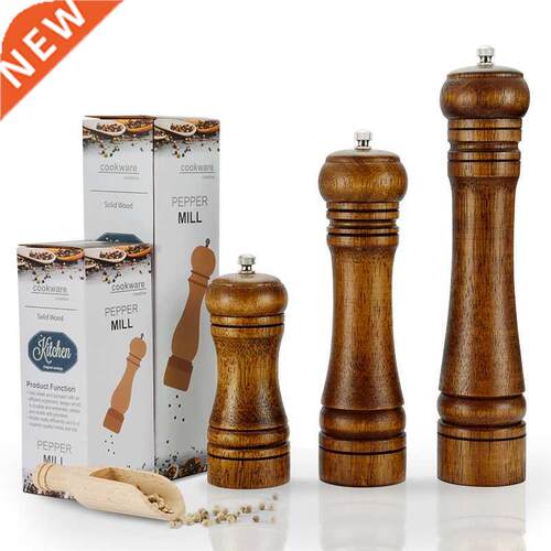 Manual Salt Pepper Grinder Oak Wood Pepper Mill Spice Salt G