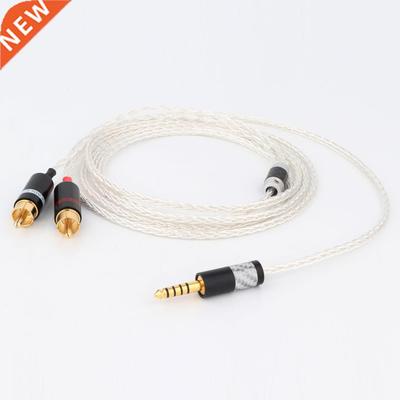 HIFI 8 cores pure silver plated 4.4mm 3.5mm to 2rca jack aux