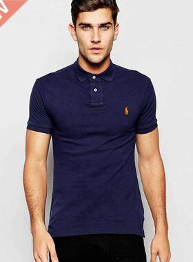 Summer American New Men's Lapel Polo Shirt Cotton Embroidery