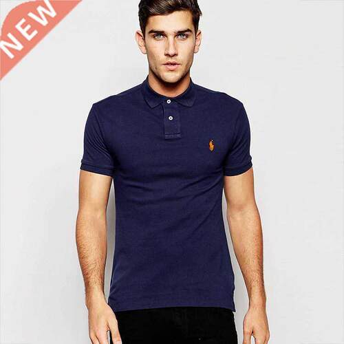 Summer American New Men's Lapel Polo Shirt Cotton Embroidery
