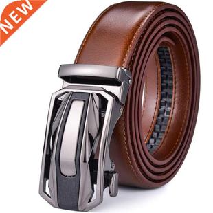 Men's Leather Ratchet Belt Dress with Slide Click Automatic