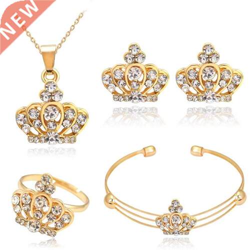 New Arrive Royal Crown Gold-color Crystal Statement Necklace