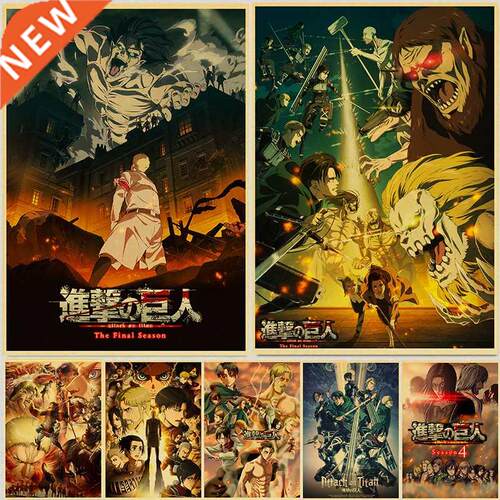 Japanese Classic Anime Attack on Titan Season 4 Poster Kraft