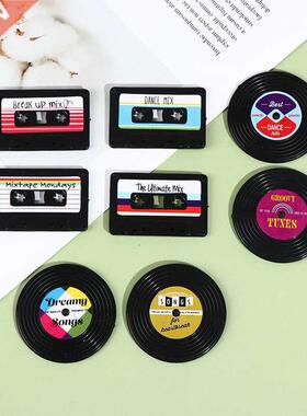 4Pcs/Lot Fridge Magnet Nostalgia Disk Record Cassette Tape