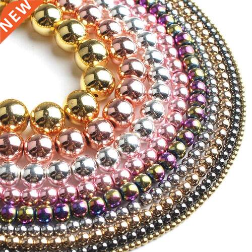 Natural Hematite Rose Gold Black Silver Plated Beads Top Qua
