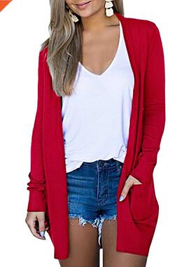 Solid Women Cardigans Long Sleeve Loose Mid Length Knittwear