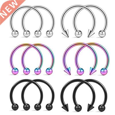 2Pcs Stainless Steel Cone Spike Horseshoe Circular Septum No