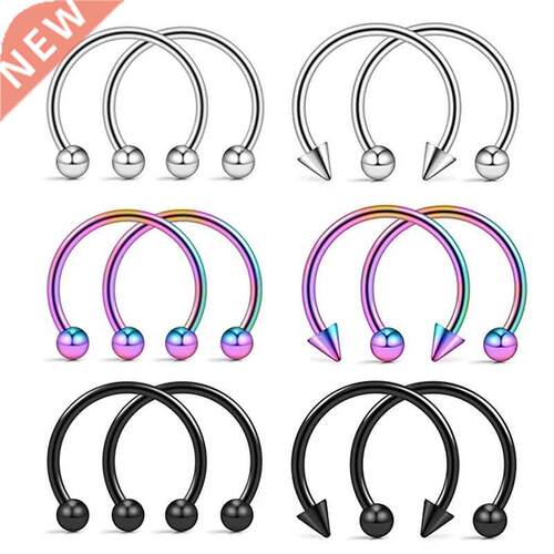 2Pcs Stainless Steel Cone Spike Horseshoe Circular Septum No
