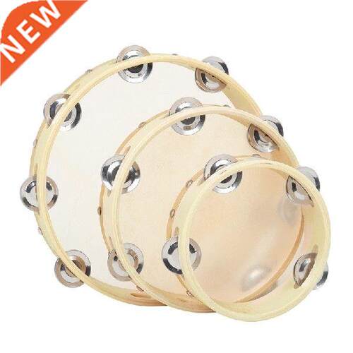 T4MF 3Pcs Tambourine Cowhide Wooden Handbell Clap Drum