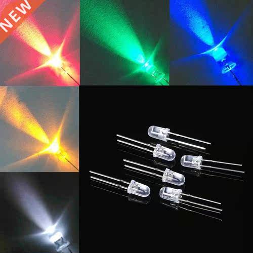 1000pcs 5mm Red/Green/Blue/Yellow/White Round Water Clear LE