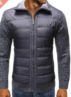 Winter Men's Fleece Sweater Coat Thick Patchwork Wool Cardig