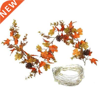 Autumn Garland Artificial Fall Maple Leaves with Pumpkins