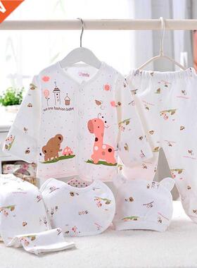 5pcs Baby Girl Clothes 0-m Spring Summer Print Cartoon Newb