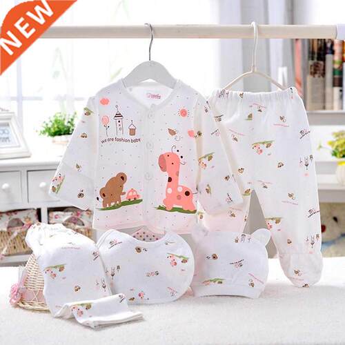 5pcs Baby Girl Clothes 0-m Spring Summer Print Cartoon Newb