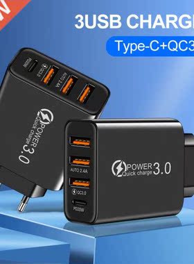 USB Charger Type C PD20W Fast Charging 3 USB Ports QC 3.0 Ph