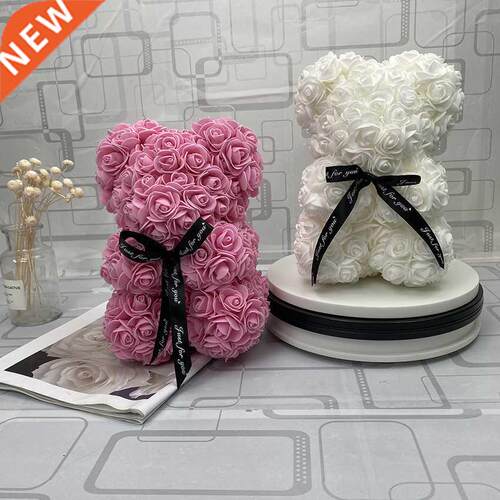 HOT Valentines Day Gift 25cm Red Rose Teddy Bear Rose Flower