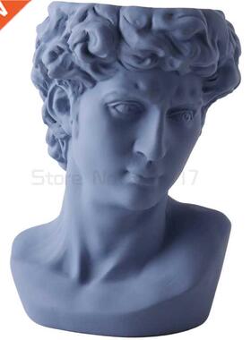Ceramc Art Portrat Davd Bust Sculpture Plant Green Vase