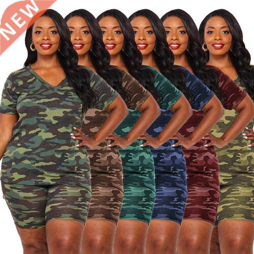 5xl Large size fat MM African camouflage print set大码女套装