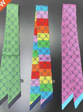 Luxury Brand Simple Letters Scarf Women Silk Scarf Bag Skinn