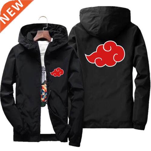 Men's Akatsuki Anime Hooded Bomber Zipper Thin Windbreaker S