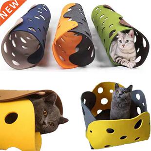 Cat Toy Felt Pom Splicing Cat Tunnel Deformable Kitten Nest