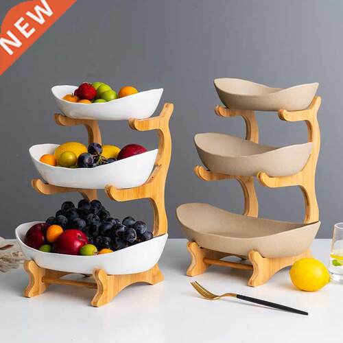 Ceramic candy dish living room home three-layer fruit plate