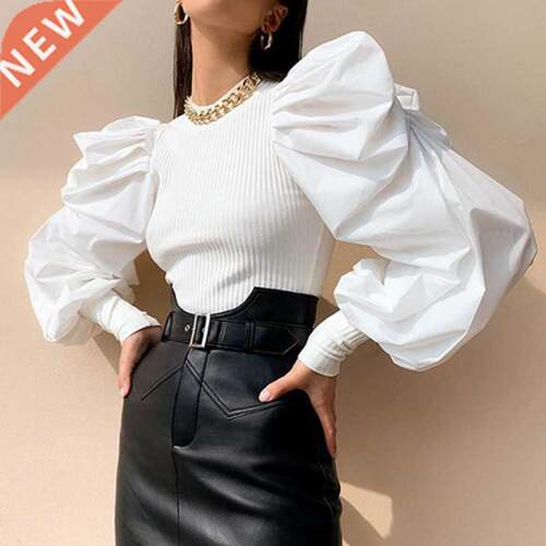 2020 Retro Womens Long Puff Sleeve Blouse Shirts Spring Fall